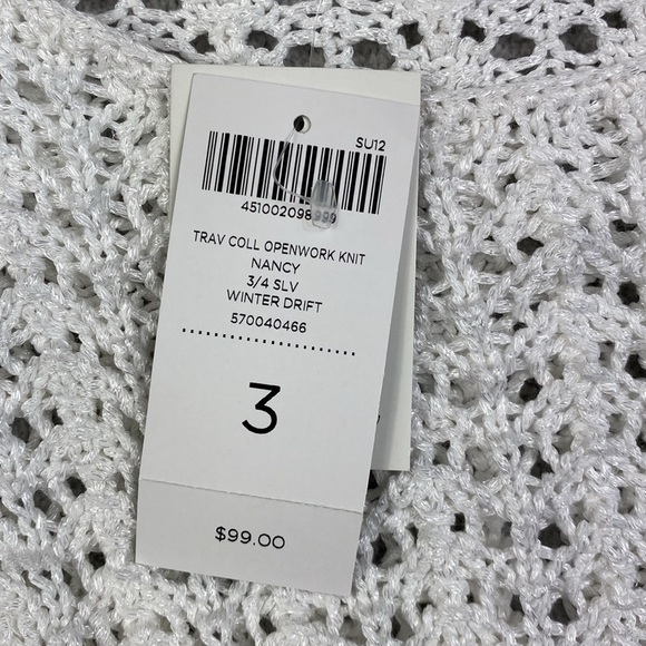 Chico’s Nancy open knit sweater crochet pearl white XL/3 travel collection - Picture 4 of 9